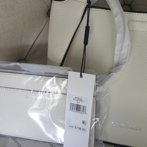 CALVIN KLEIN ESTELLE WHITE BAG PURSE NEW - Picture 2 of 9